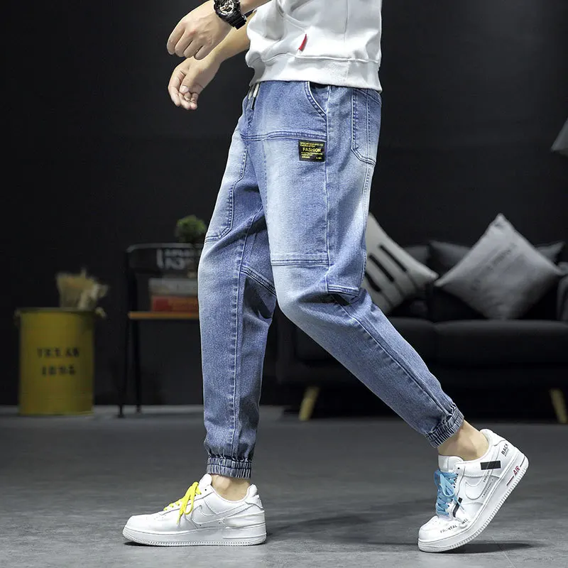 Эластичные мужские брюки новая мода хип хоп одежда шаровары свободные 9