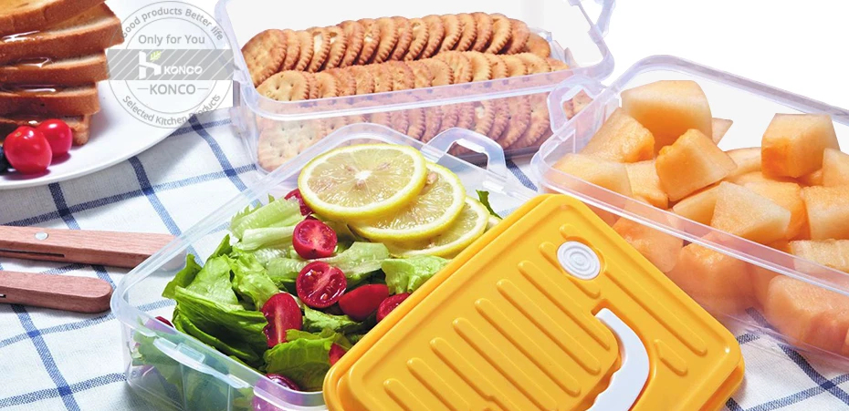 Konco холодильник Microwavable свежий хранения коробка анти-перекрестный вкус портативный яйцо овощи фрукты коробка для хранения еды