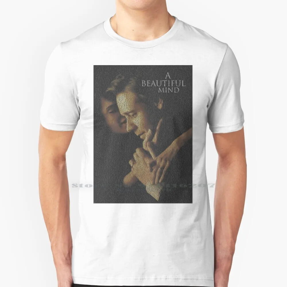 

Портрет с текстом Расселла Кроу как Джон наш с полноценным сценарием фильма «A Beautiful Mind», футболка из 100% чистого хлопка Рассел