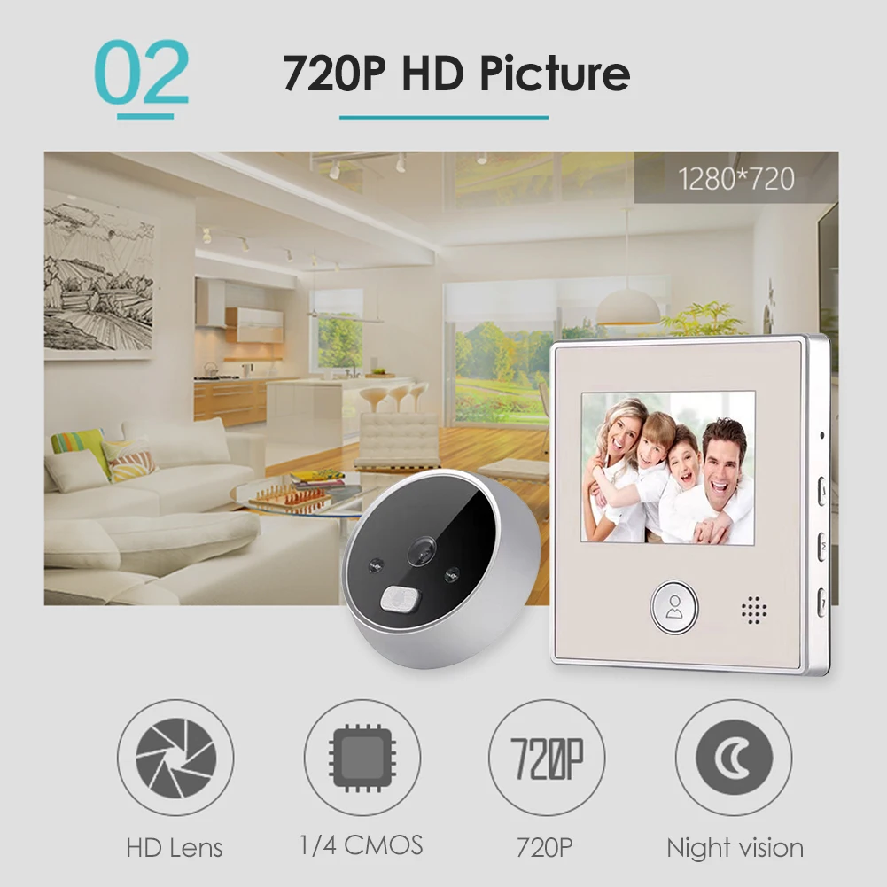 2 8 дюймовый цифровой дверной звонок камера домашняя Безопасность Видео глазок