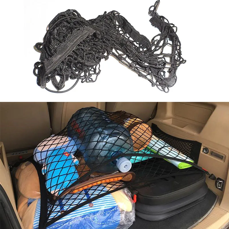 

Car trunk net elastic luggage net storage bag nylon stretchable net with four hooks for Jeep Renegade Wrangler Ggrand cherokee