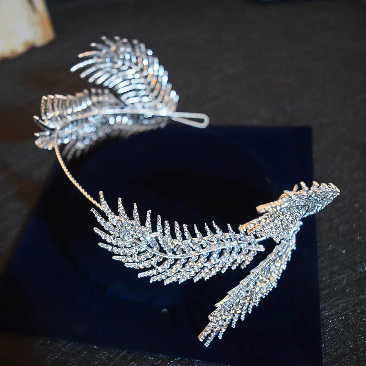 Серебряная большая корона с узором из листьев, свадебные украшения для волос, винтажная диадема, аксессуары для свадебного платья, женские Украшения для волос