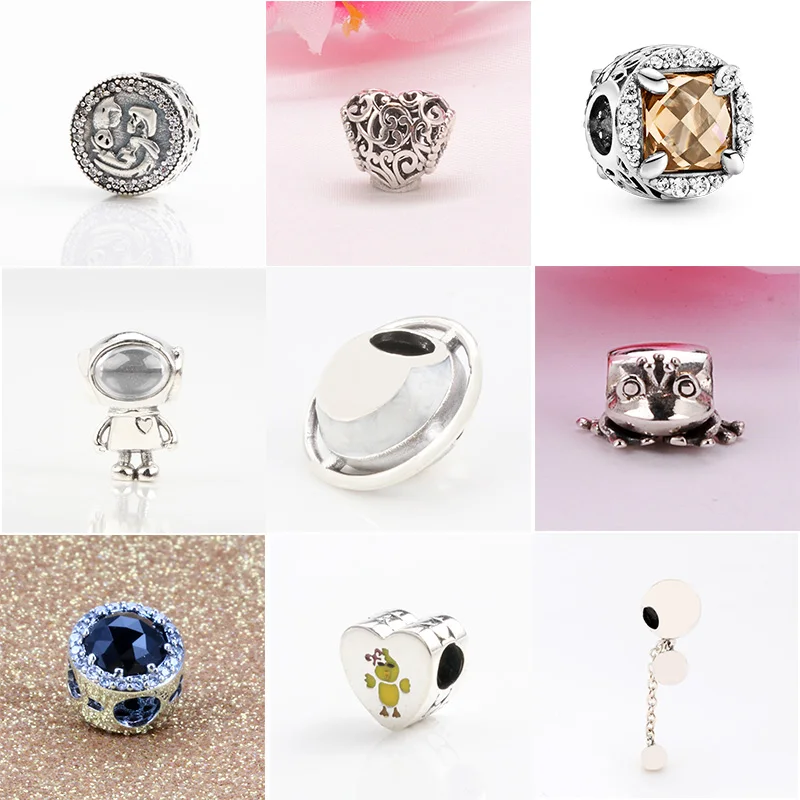 

925 Sterling Silver Lucky Frog Satellite Astronaut Crystal Beads For Original Pandora Charms Women Bracelets & Bangles Jewelry