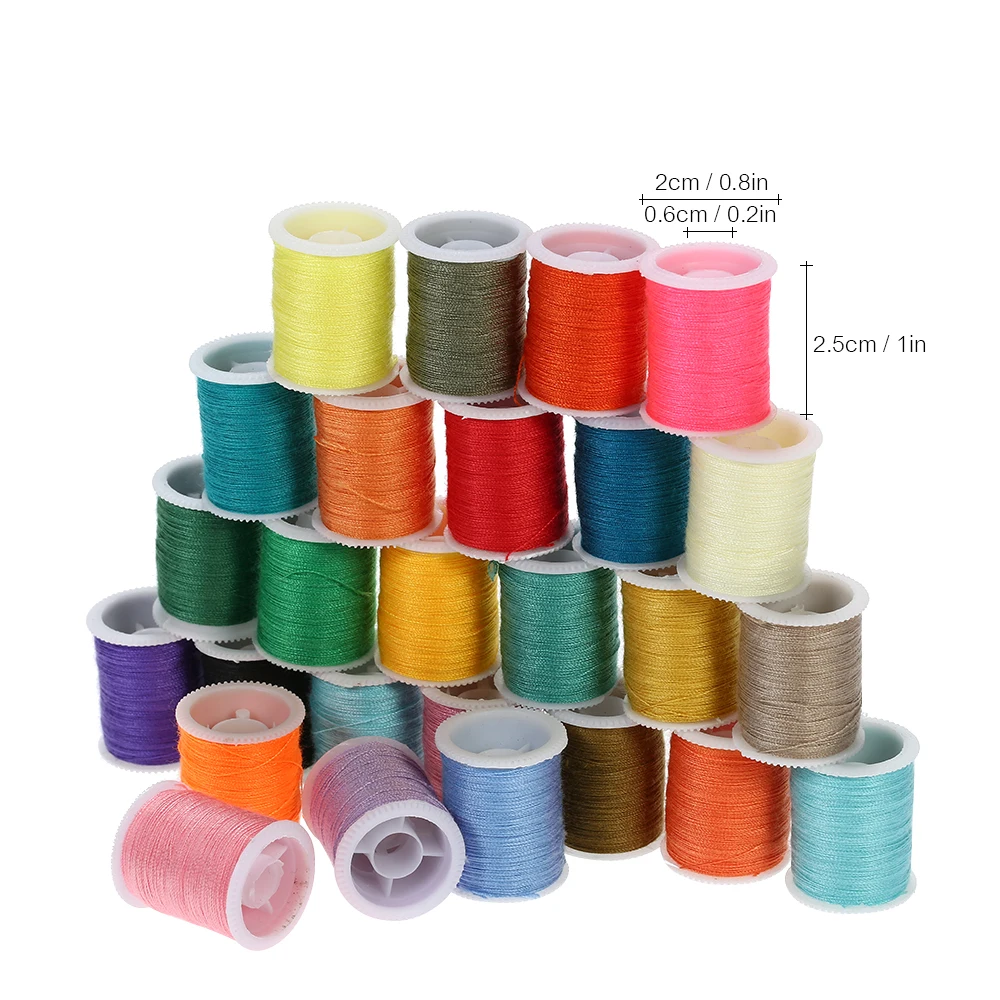Набор ниток 25-100 шт./компл. разноцветные для шитья металлические бобины + катушки