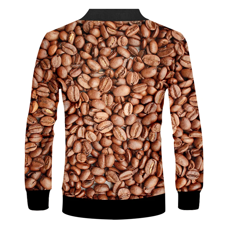 UJWI любимая мужская куртка на молнии в виде кофейных зерен 3D креативное пальто с