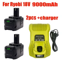 18v9000mah li ion rechargeable battery is suitable for ryobi one wireless power tools bpl1820 p108 p109 p106 rb18l50 rb18l40