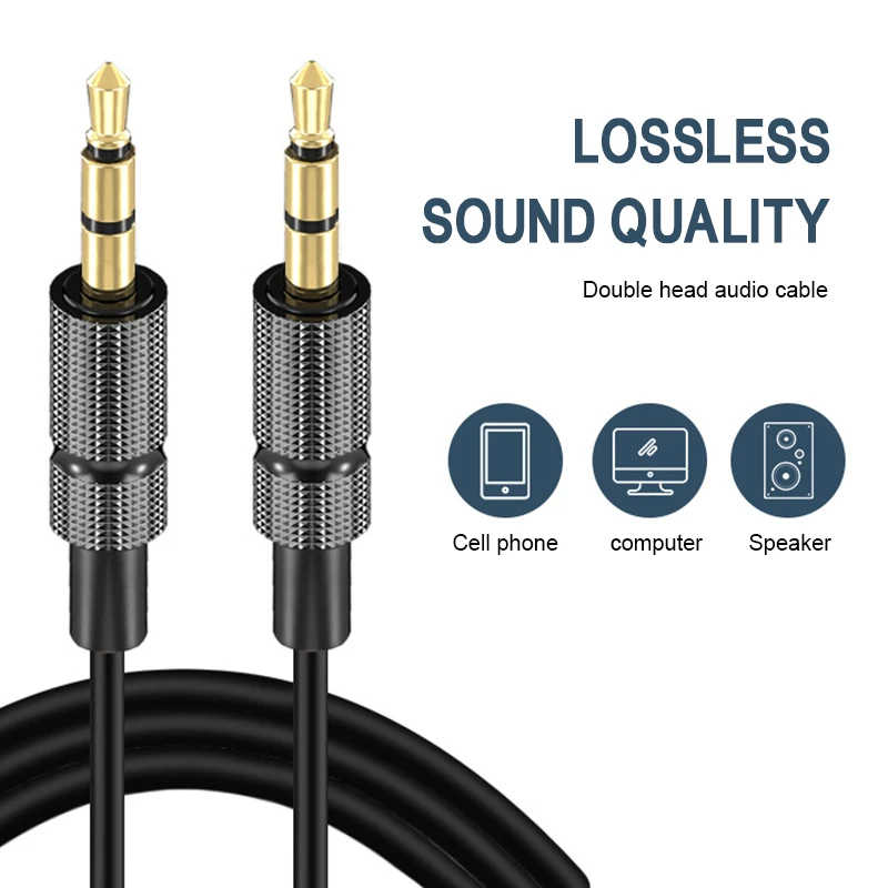 

3.5mm Jack Audio Cable Male To Male 3.5mm Speaker Line Aux Gold-plated Cable For IPhone Samsung Xiaomi Car Headphone Audio Line