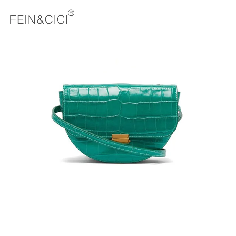 Сумка-седло полумесяца круглая женская сумка винтажная Ретро из кожи аллигатора