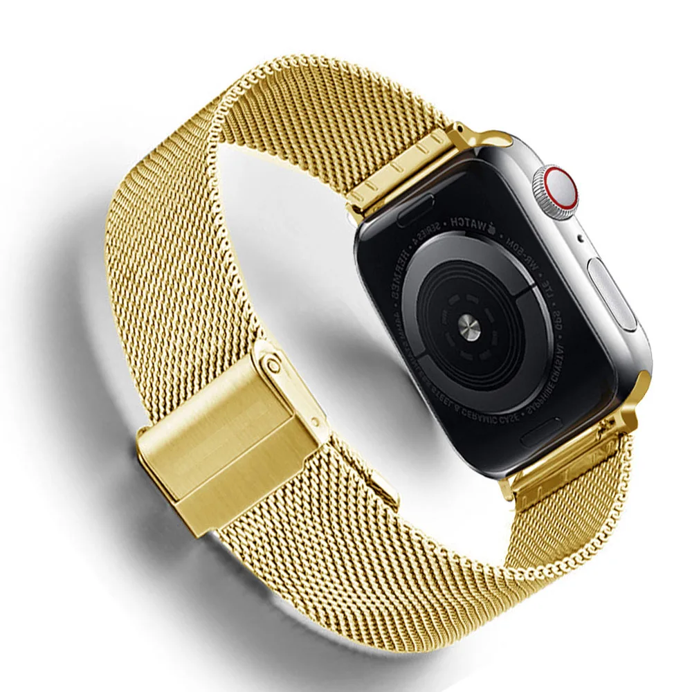 

Strap for Apple Watch 5/4/3/2/1 Band 38mm 42mm Stainless Steel Gold Black 40mm 44mm Bracelet Milanese Watchband for iwatch