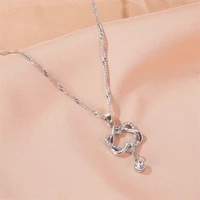 new exquisite zircon heart connected pendant necklace for women fashion romantic love clavicle chain 2021 wedding jewelry gift