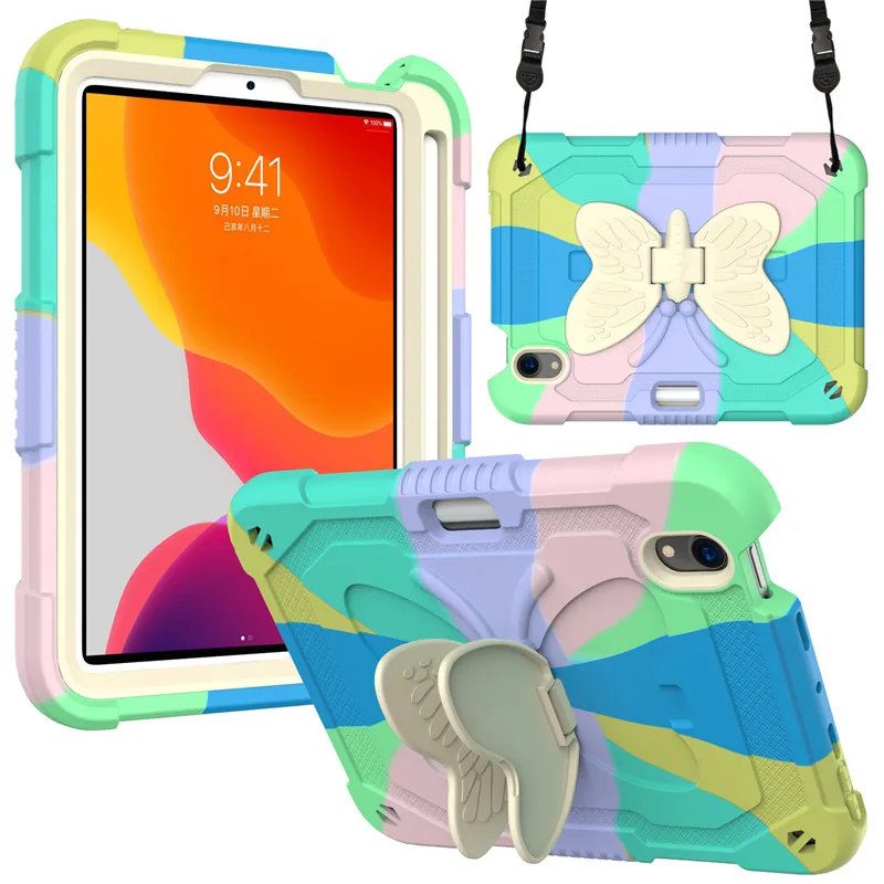 

Aertemisi Lightweight Silicone Shockproof Protective Butterfly Foldable Stand Cover for iPad Mini 6 8.3" with Shoulder Strap