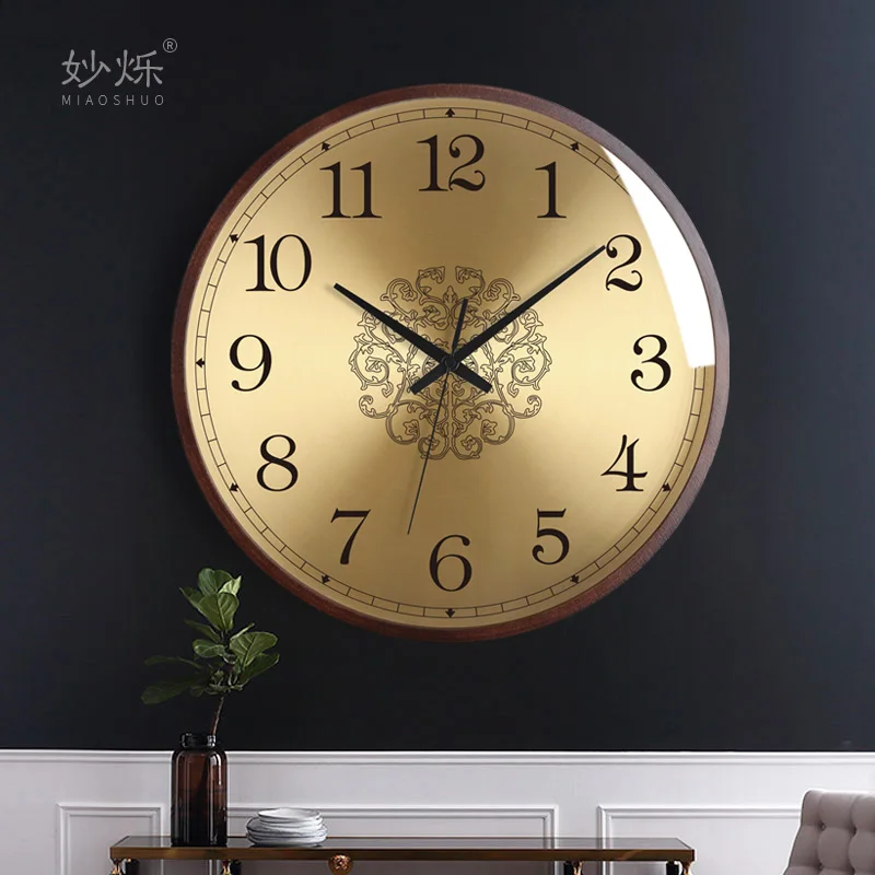 

Nordic Luxury Wall Clock Gold Wood Living Room Modern Design Vintage Clocks Wall Bedroom Simple Duvar Saati Home Decor ZB5WC