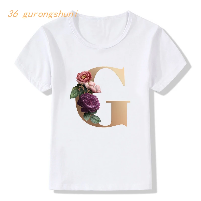 Детская одежда кавайные буквы C D E F G графическая футболка мультяшная детская для