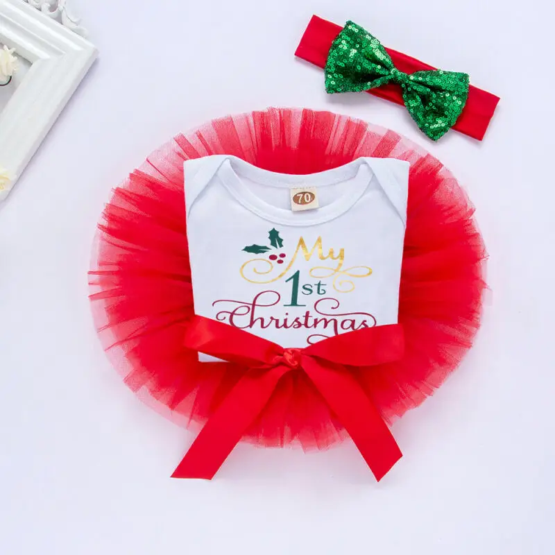 Комплект из 3 предметов Одежда для новорожденных девочек на 1 Рождество