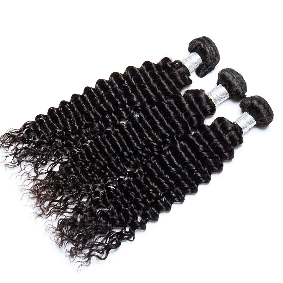 Alibele Бразильские глубокие вьющиеся волнистые плетения 3 пучка Дело Натуральные