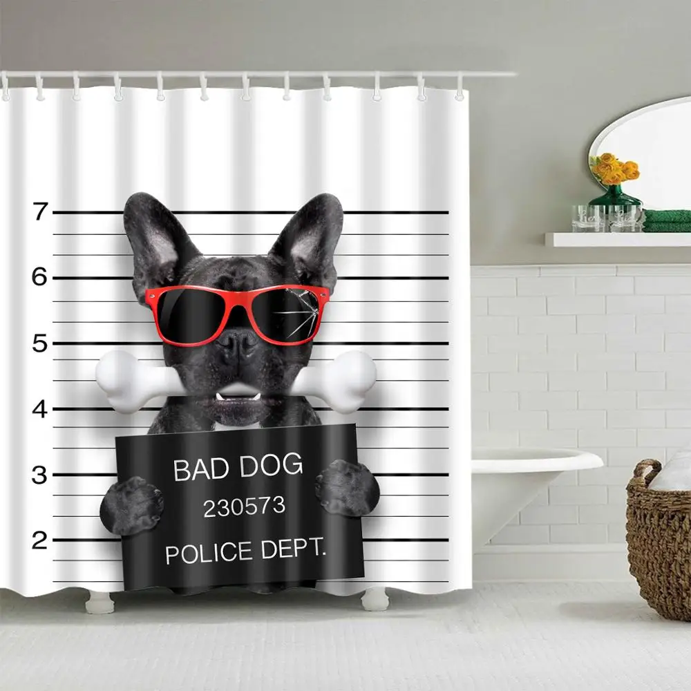 Водонепроницаемая утолщенная белая и черная занавеска для душа Bad Dog защита от