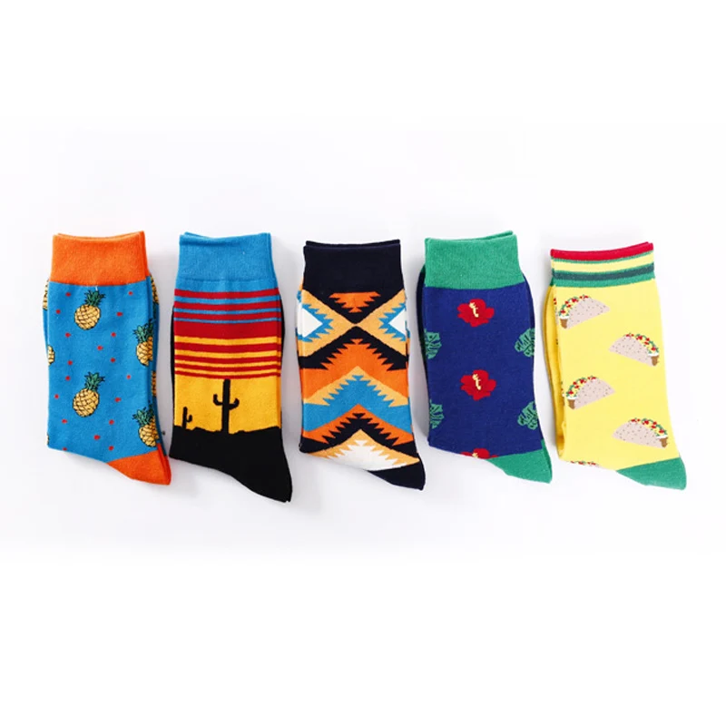 Носки женские рождественские дышащие 5 пар хлопчатобумажные забавные носки |