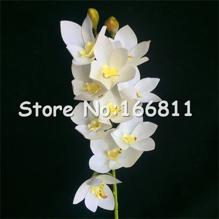 white 02 cymbidium Искусственный цветок орхидеи фаленопсис, настоящее прикосновение, латекс, высокое качество, Бабочка, Орхидея, Цимбидиум, растение, центральный силиконовый цветок - Цвет: white 02 cymbidium