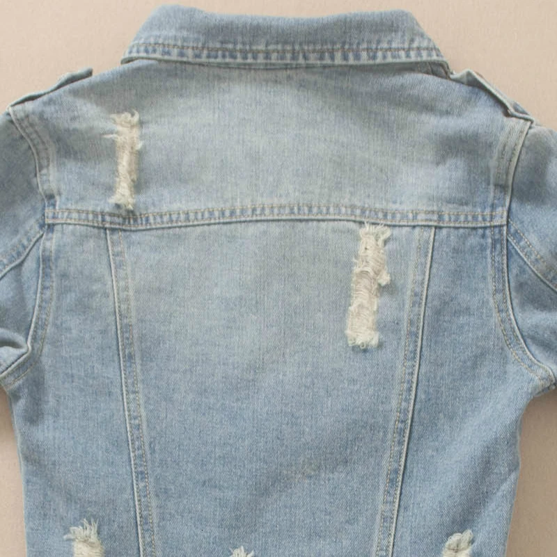 2020 сезон: весна лето рваные джинсовые жакеты для женщин в Корейском стиле