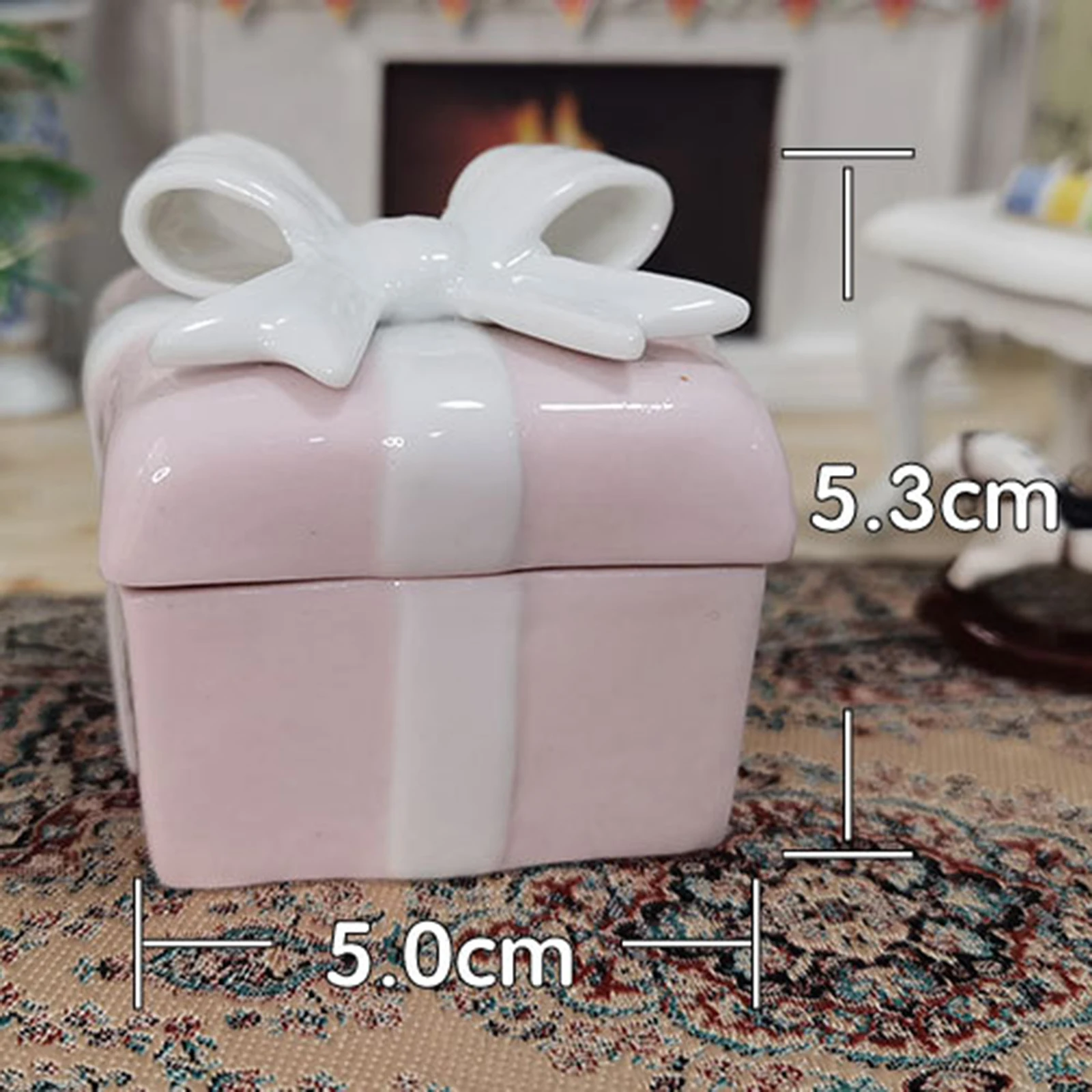 

1 PCS Dollhouse Christmas Decor Ceramic Candy Gift Box Mini Decoration Crafted