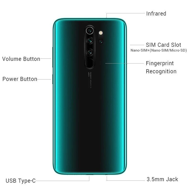 Смартфон Xiaomi Redmi Note 8 Pro с глобальной прошивкой, 6 ГБ, 64 ГБ, NFC, 64 мп, четырехъядерный, 4500 мА/ч, Helio G90T, четыре ядра, многоязычная версия