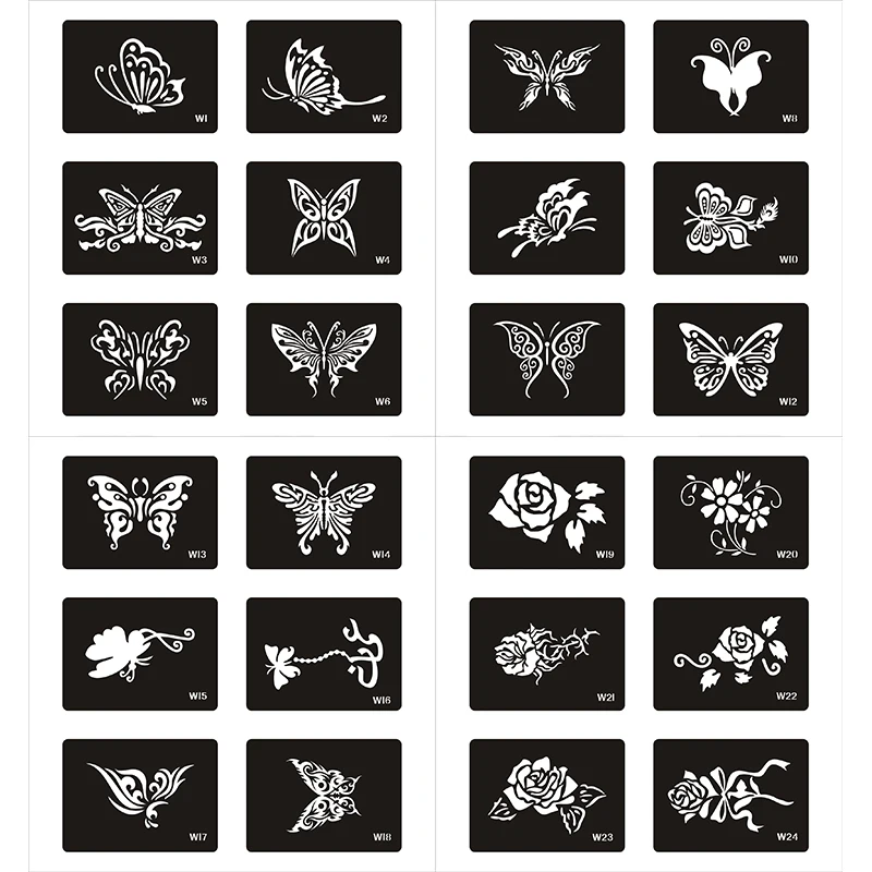 

Temporary tatoo 120 Temporary Glitter Tattoo Stencils Book Airbursh Template For Flash Body Art Paint With Mixed Designs Card