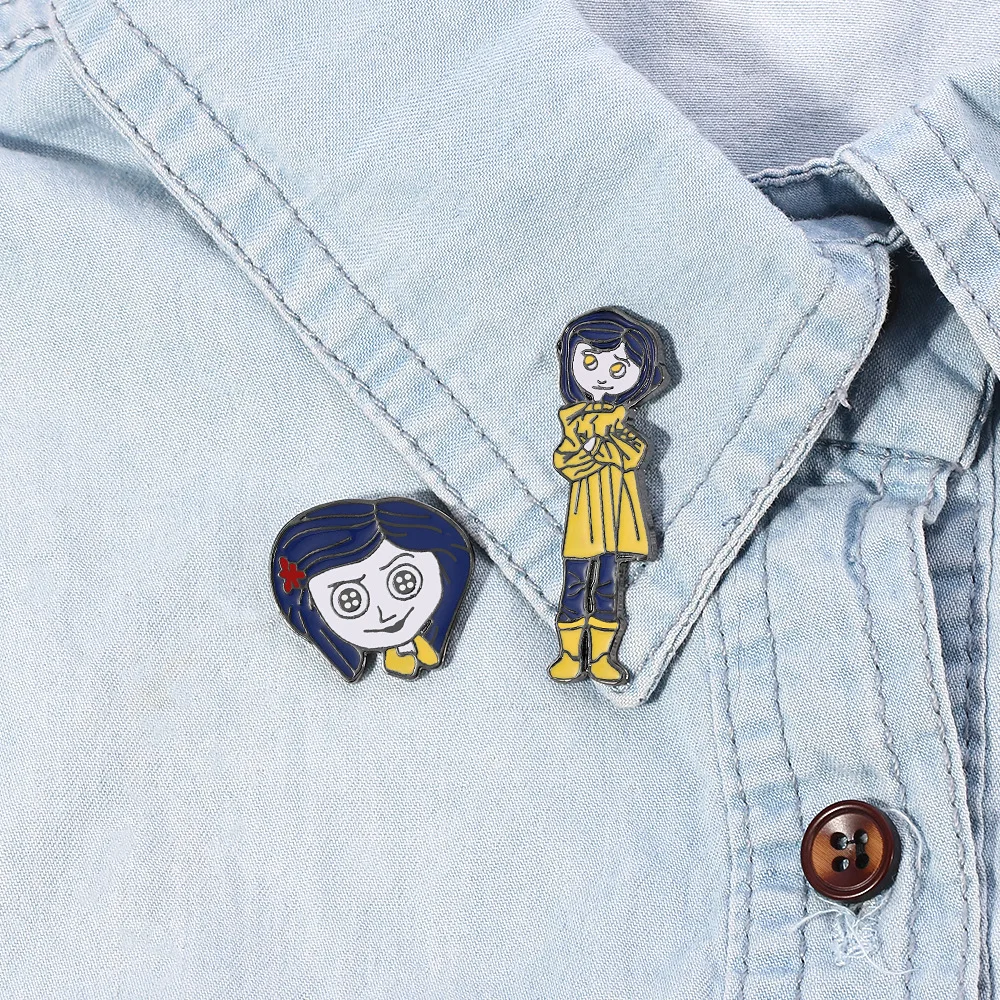 

Halloween accessory Coraline Enamel Pins Cartoon BeldamMother Wybie Badge