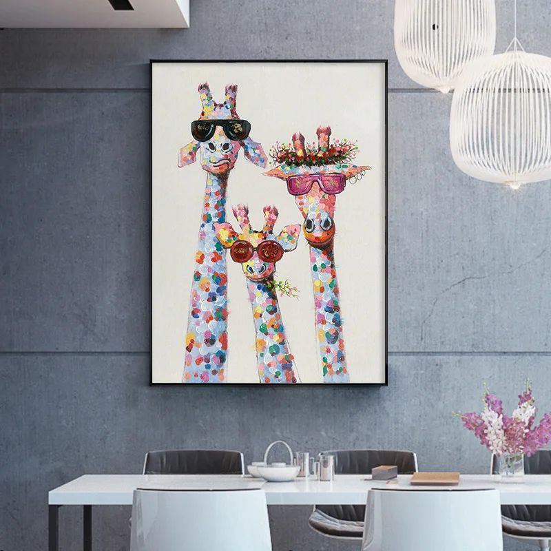 

Cartoon Giraffes family Poster Wall Art Decor Canvas Painting Print Canvas Art Pictures for Children's Room Nordic Home Decor