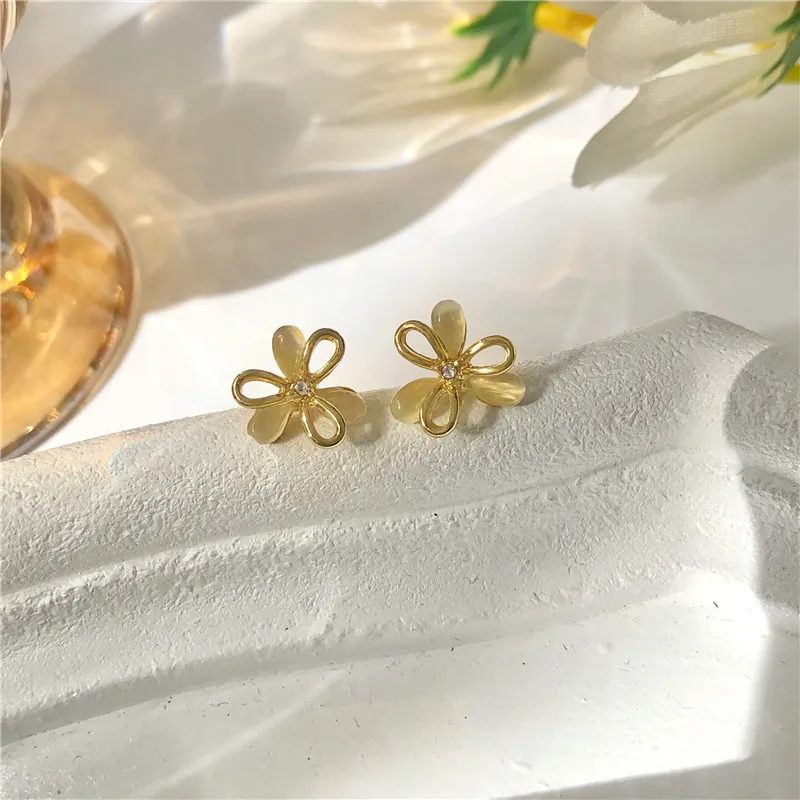 Женские серьги-гвоздики TIMEONLY в японском стиле с кристаллами и цветами | Украшения