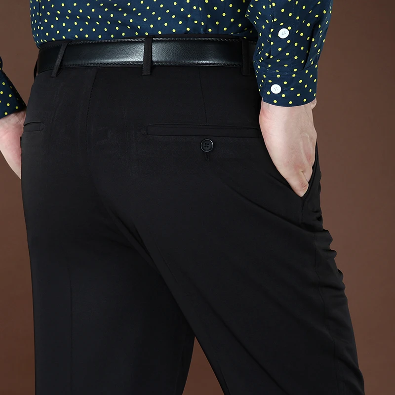 29-44 Classic Business Pants Men Spring Autumn Male Casual Stretch Long Solid Suit Baggy Zipper Straight Office Trousers | Мужская