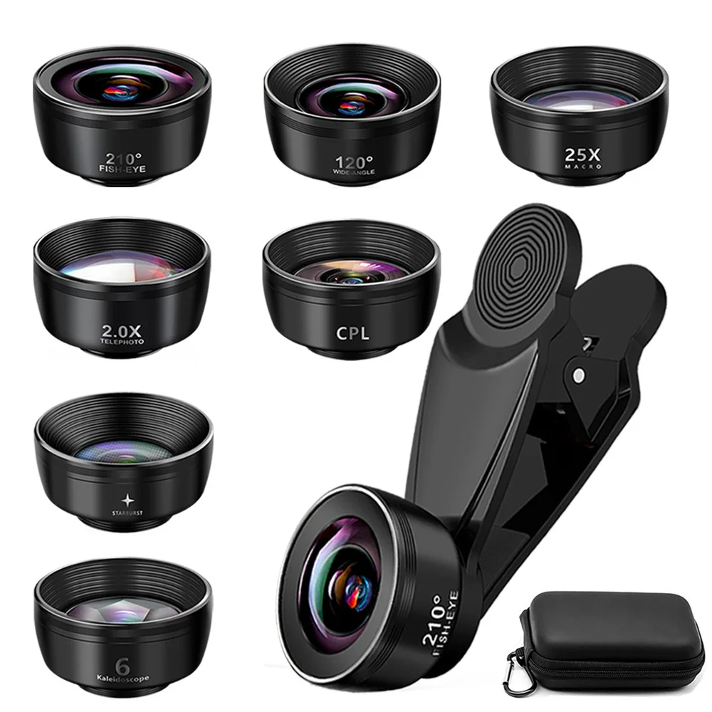 

TOKOHANSUN HD 7in1 Camera Phone Lens 4K Wide macro lens portrait super Fisheye Lens CPL Filter for iPhone7 8 Samsung smartphone