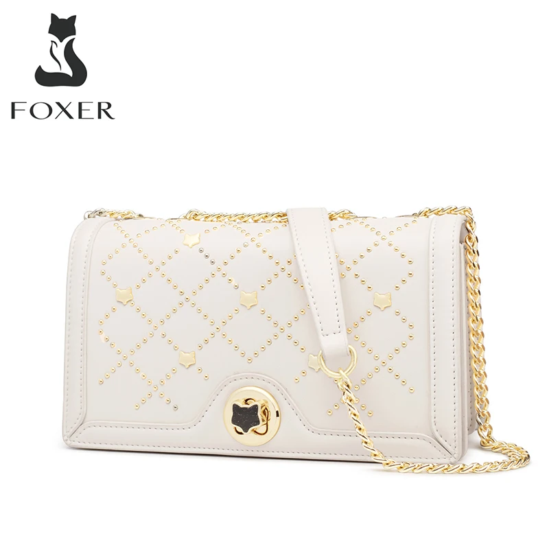 Шикарная Наплечная Сумка FOXER для девушек Классическая вечерние ная сумочка