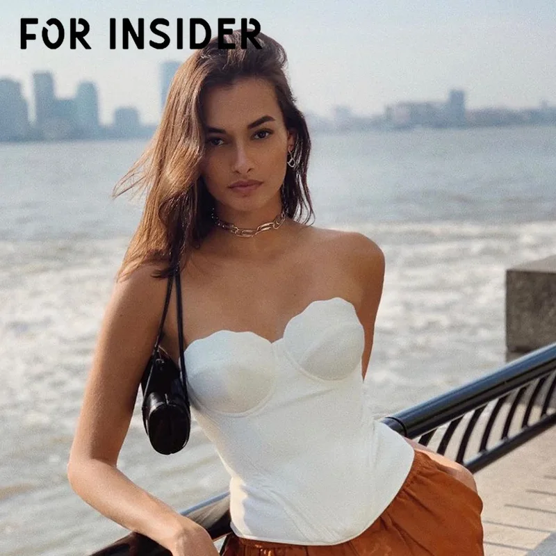 Белый сексуальный топ из искусственной кожи без бретелек для женщин вечерние