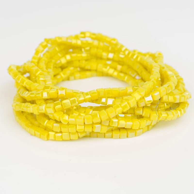 Изысканные желтые 2 мм 195 шт квадратные Хрустальные стеклянные бусины Чешские