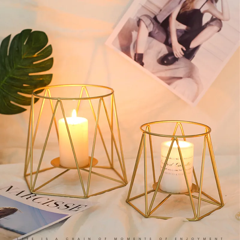 Золотой в виде геометрических фигур подсвечник Ins Nordic Многофункциональный