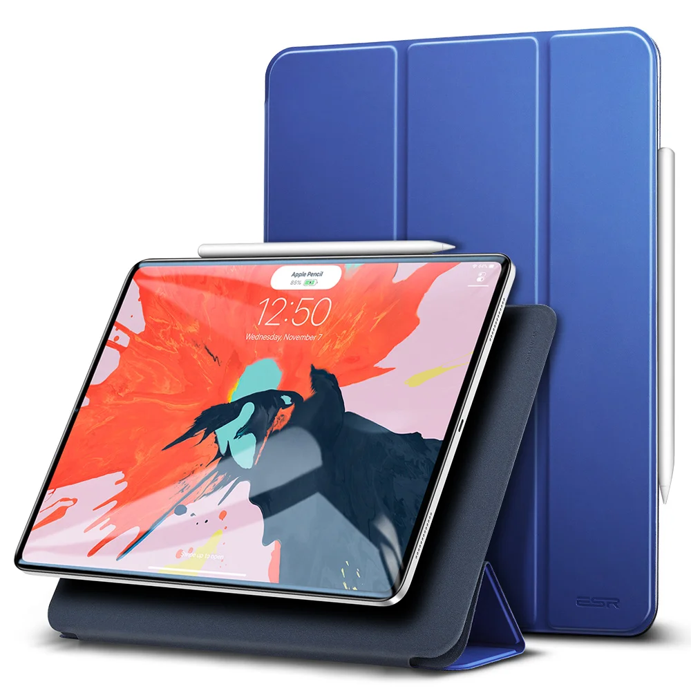 Магнитный умный чехол ESR для iPad Pro 11, чехол с тройной подставкой, Магнитный чехол с магнитным креплением, прорезиненное покрытие для iPad Pro11 - Цвет: Blue