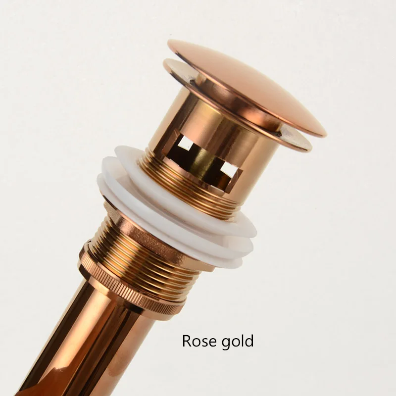 

Brass Drain Black/White/Chrome Plated/Gold/rose gold/ORB Bathroom Basin Push Down Pop-Up Drain With/Without Overflow Hole Design