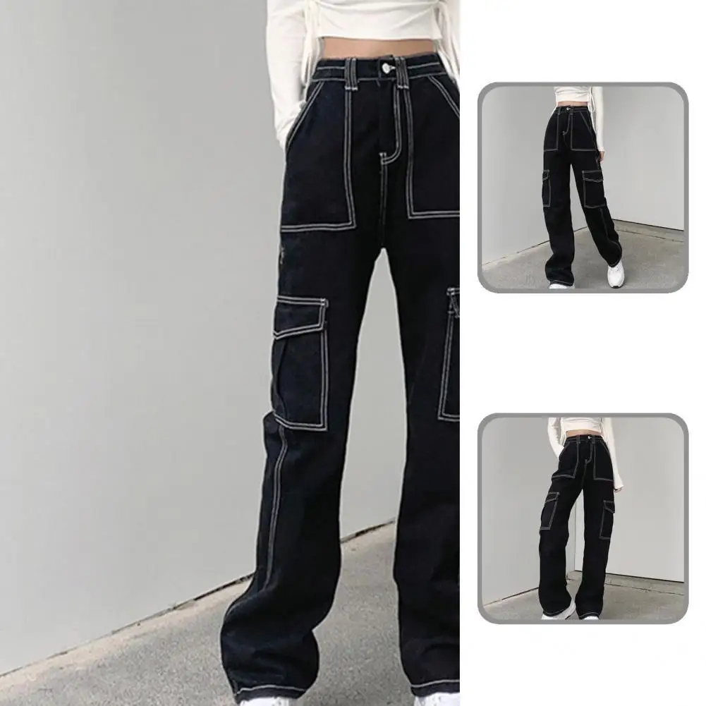 

Multi Pockets Shrink Resistant Multi Pockets Denim Trousers for Dating
