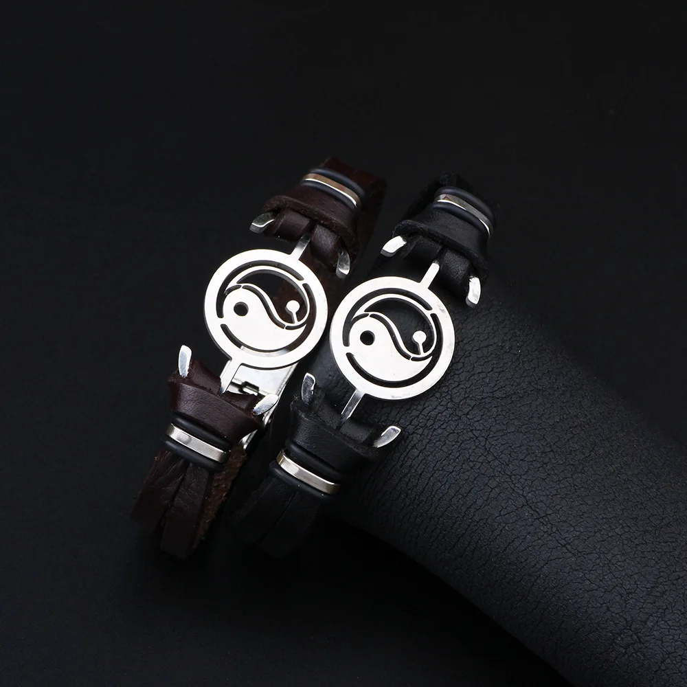 22 см длинный Браслет из нержавеющей стали тайцзи Инь и Ян сплетни браслет