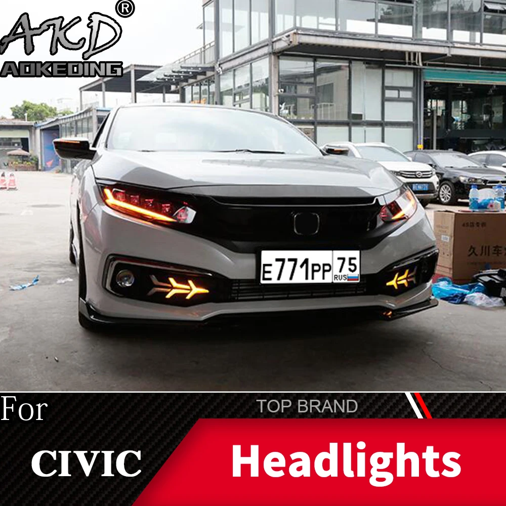 Головной фонарь для Honda CIVIC X G10- фары Противотуманные фары Дневные ходовые огни DRL H7 светодиодный Биксеноновая лампа автомобильные аксессуары