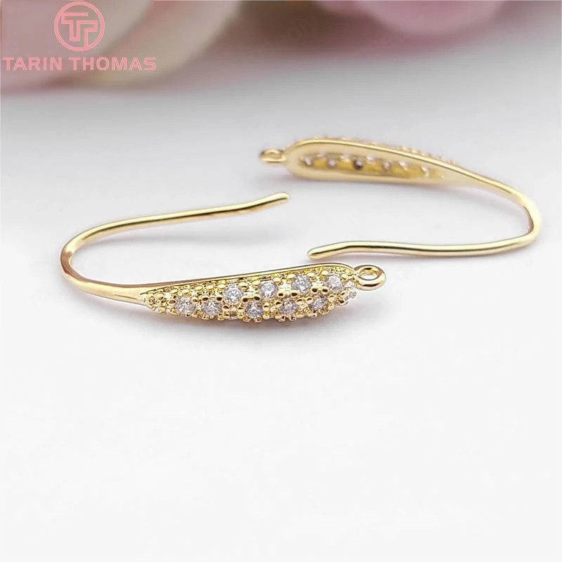 6 шт. 20 мм 24 к позолоченные латунные с цирконием серьги крюк Высокое качество