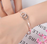 european and american fashion bracelets with concentric circles ladies rhinestones bracelets for trendy women female gifts