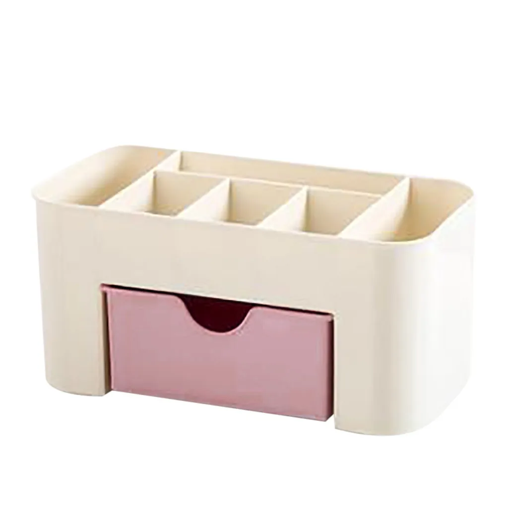 

makeup organizer Plastic desktop cosmetic box with small drawer multifunctional desk pink green home bathroom storage box New