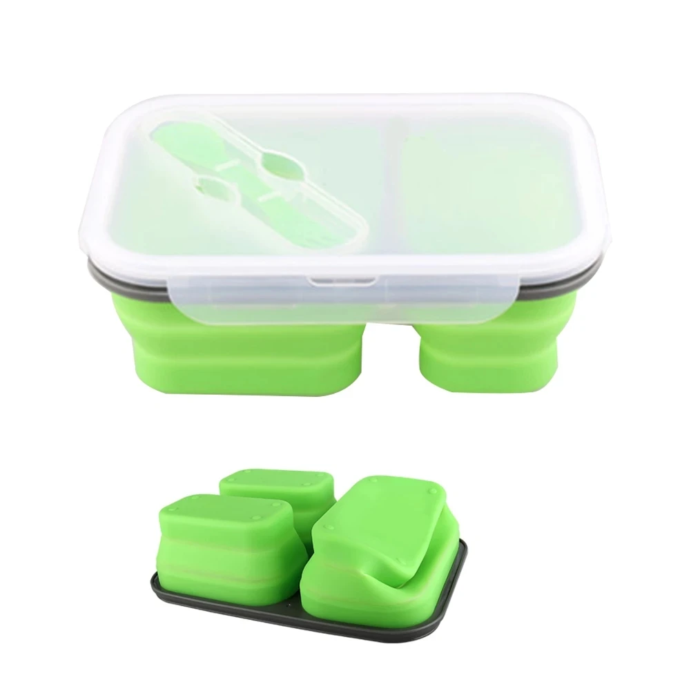 Складной Ланч-бокс с 2 отделениями 1100 мл | Дом и сад