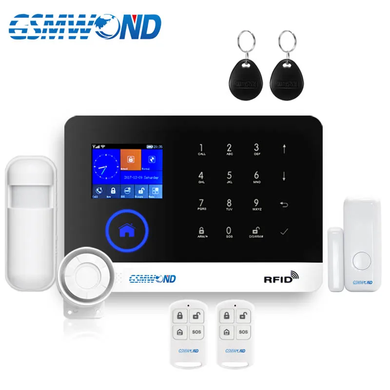 Беспроводная домашняя охранная Wi-Fi GSM GPRS сигнализация Английский Русский Испанский Немецкий польский итальянский французский RFID карта Android IOS APP