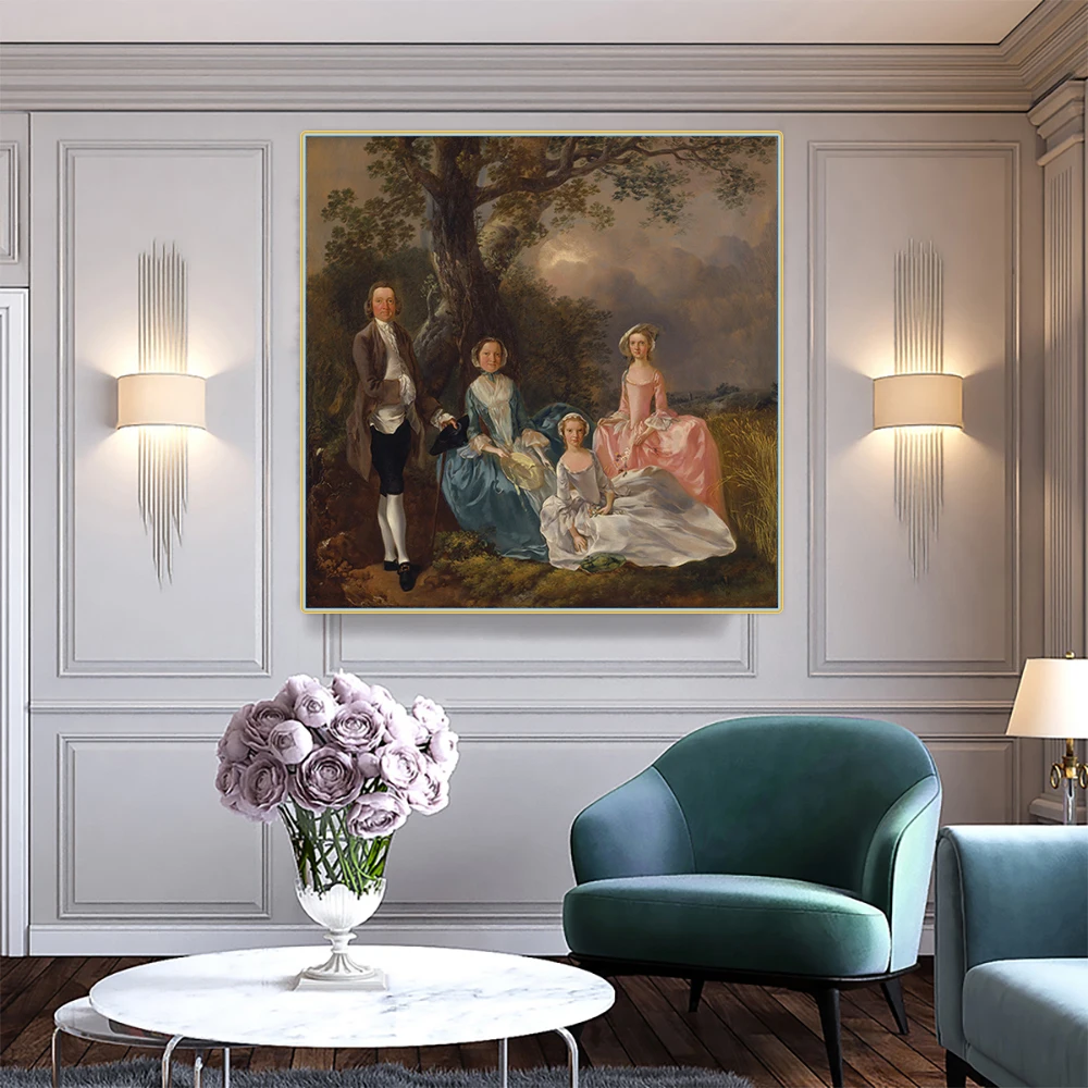 

Thomas Gainsborough"John And Ann Gravenor With Their daughters"Canvas Oil Painting Western Art Decor Poster Home Wall Aesthetic