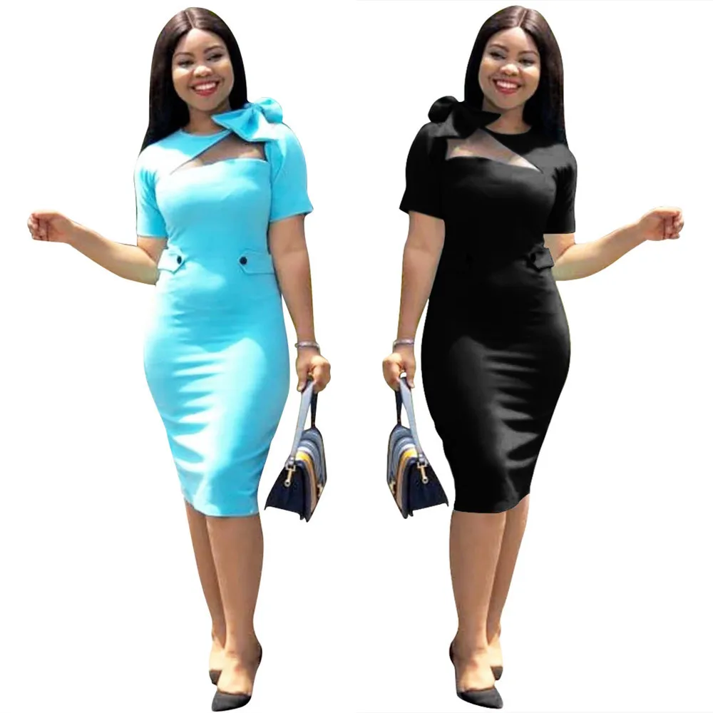Дамское стильное дизайнерское элегантное платье-карандаш с бантом офисное