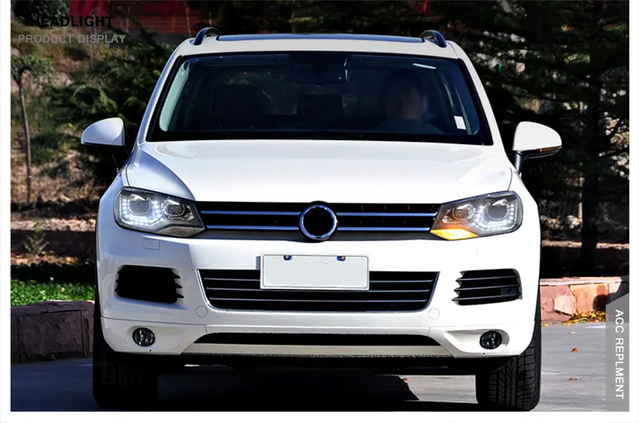 2 шт. светодиодный фары для Volkswagen Touareg 11-14 светодиодный автомобильный фонарь ангельские глазки ксенон HID комплект Противотуманные фары светодиодный дневные ходовые огни