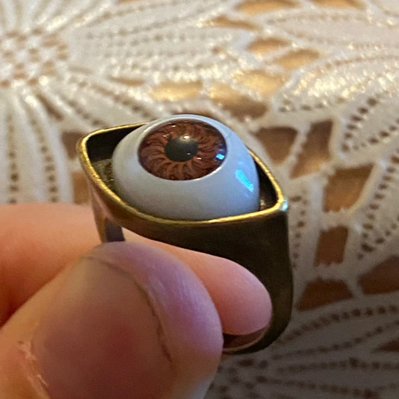 

Hip Hop Style Blue Brown 2Colors Eyeball Evil Eye Ring For Men Women Goth Party Exaggerated Geometric Ring Jewelry