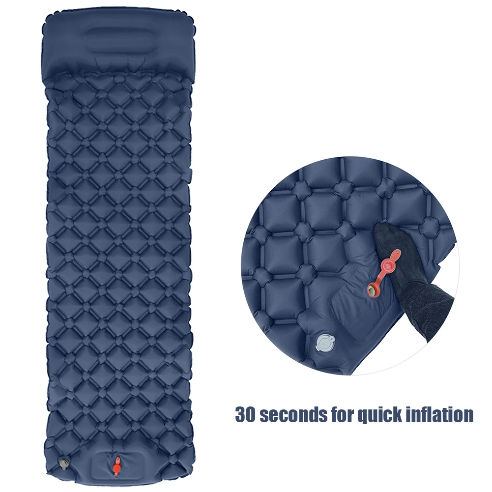 

Outdoor Ultralight Camping Mat Foldable Sleeping Bed Mattress with Pillow Inflatable Picnic Pad Moisture-proof Blanket Trekking